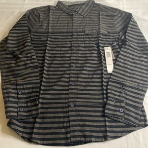 NWT DKNY Large Long Sleeve Boys 14-16 Shirt Stripes Black 100% Cotton Nice